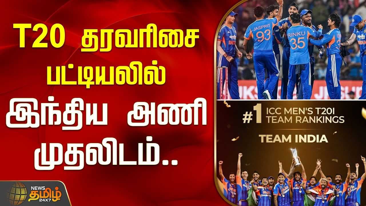 T20 ஆடவர் கிரிக்கெட் அணிக்கான தரவரிசை பட்டியலில் இந்திய அணி முதலிடம்