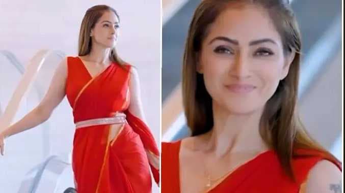 Simran red saree